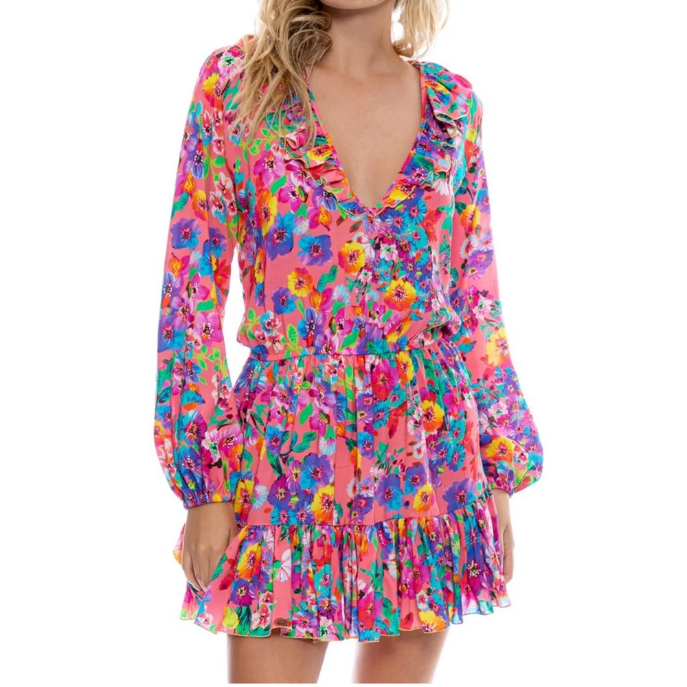 Floral V-Neck Ruffle Dress